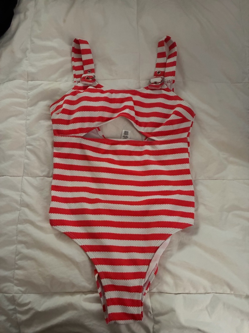 Primark Red and White Striped Swimwear Bodysuit